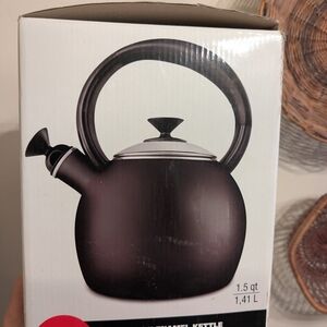 Matte Dark Brown Whistling Stovetop Kettle - Elegant Pouring Tea Kettle
